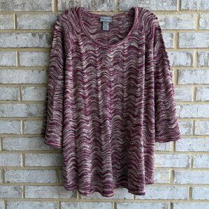 Catherine's 3/4 Sleeve Round Neck Semi-Sheer Mélange Sweater Women's Size 3X